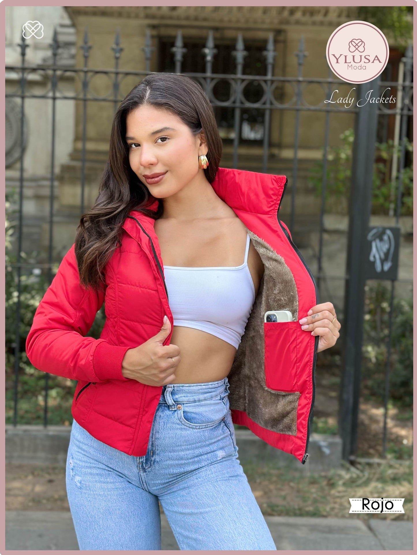CHAQUETA C/PELUCHE MACARENA - ROJO