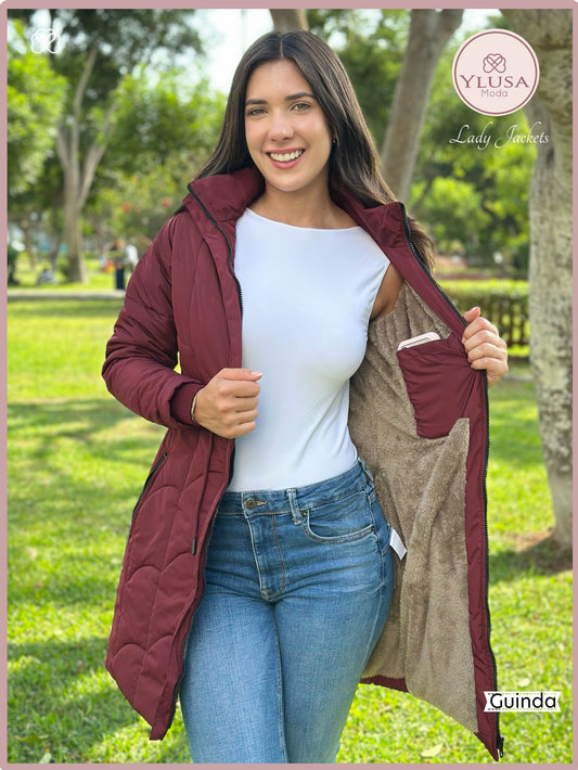 PARKA EXTRA LARGA C/PELUCHE FABIOLA - GUINDA