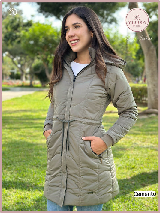 PARKA EXTRA LARGA C/PELUCHE FABIOLA - CEMENTO