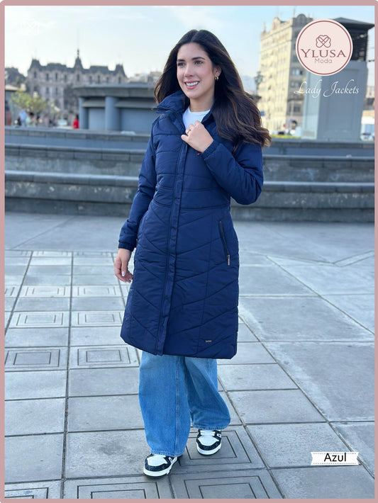 PARKA MAXI LARGA EMELY - AZUL