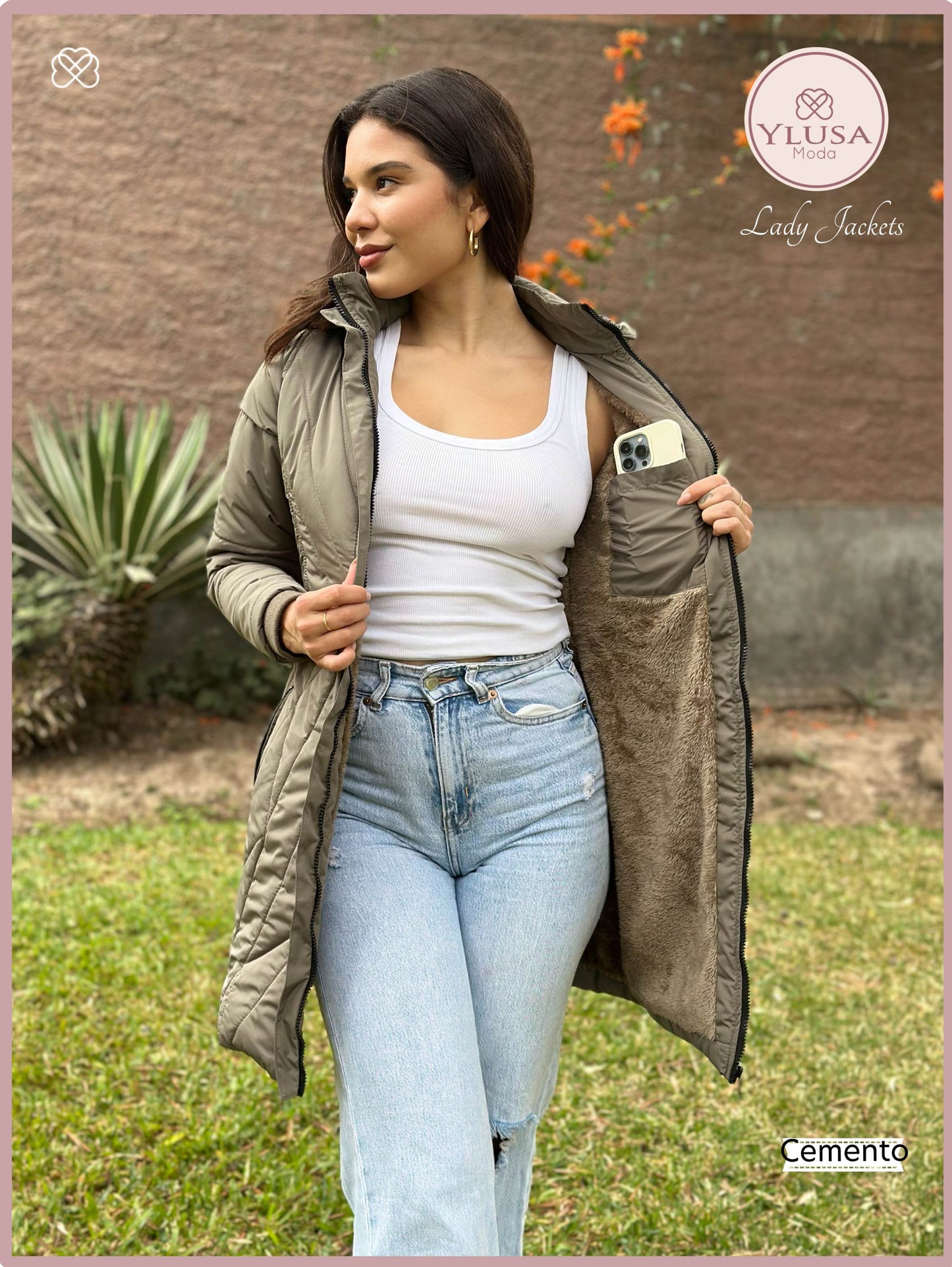 PARKA EXTRA LARGA YAMILA - CEMENTO