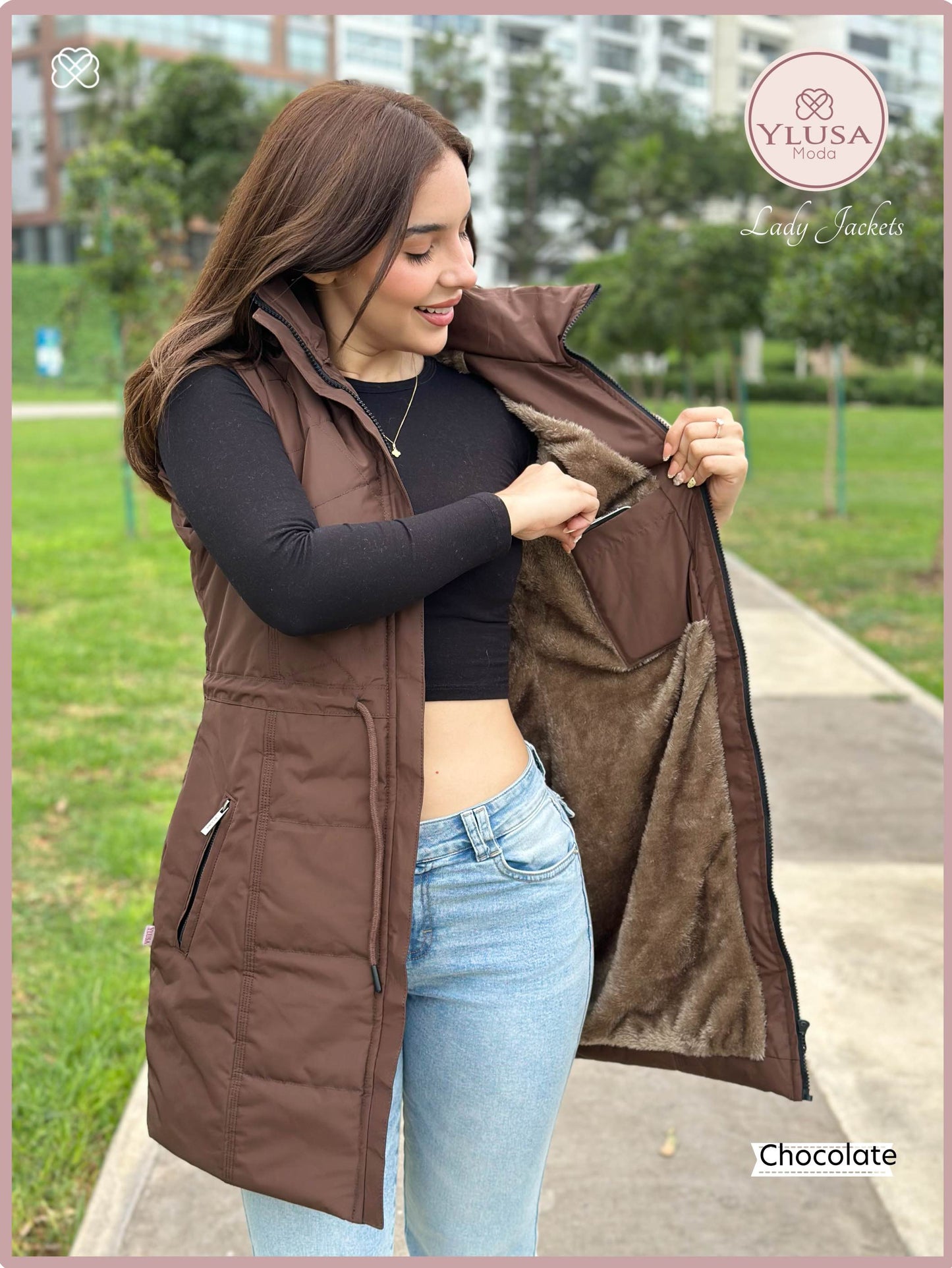 PARKA MAXI CHALECO 90CM VALENTINA - COLOR CHOCOLATE