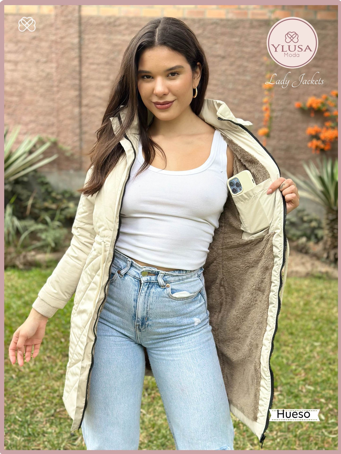 PARKA EXTRA LARGA YAMILA - HUESO