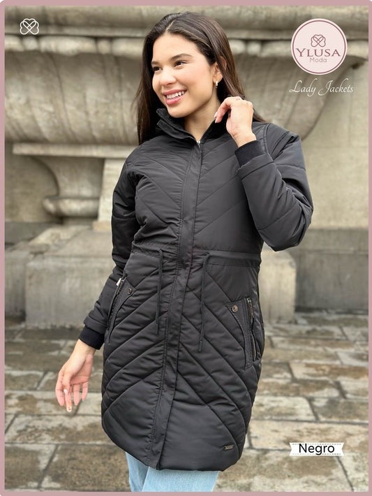 PARKA EXTRA LARGA C/PELUCHE ALEJANDRA - NEGRO