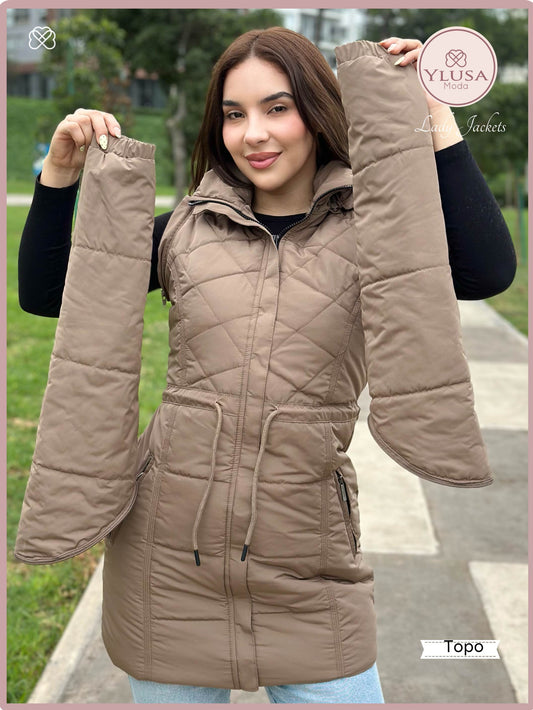 PARKA MAXI CHALECO 90CM VALENTINA - TOPO