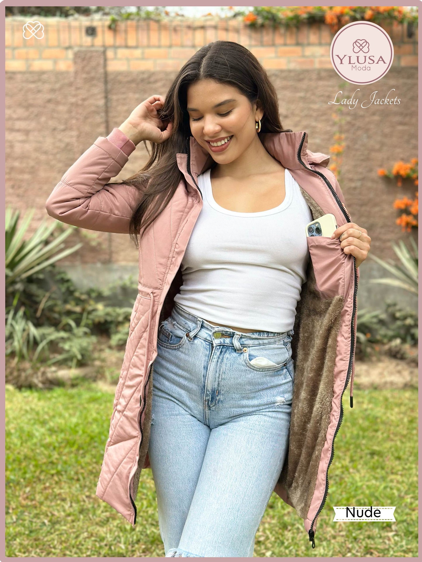 PARKA EXTRA LARGA YAMILA - COLOR ROSA