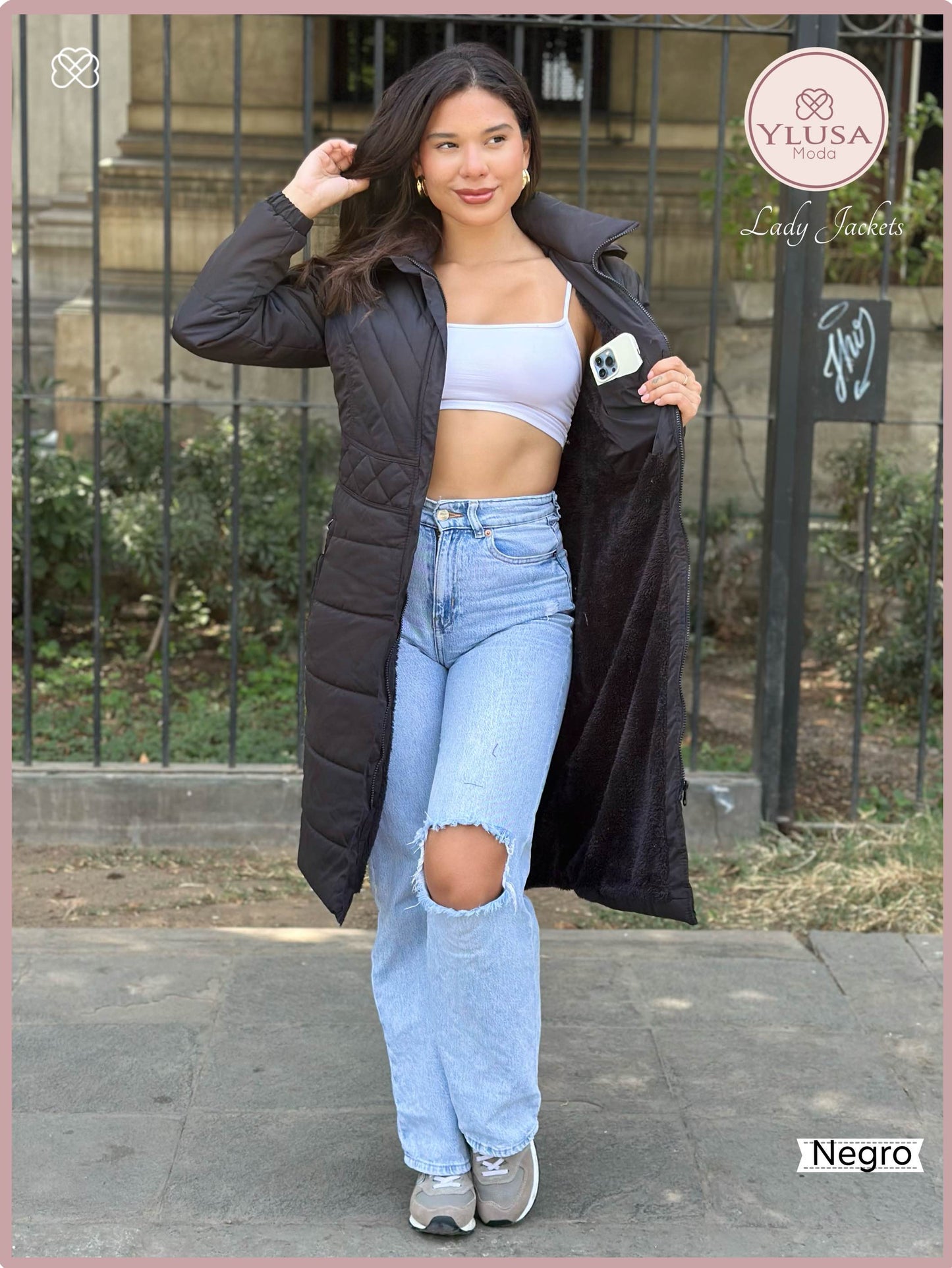 PARKA MAXI LARGA C/PELUCHE SHIRLEY - NEGRO