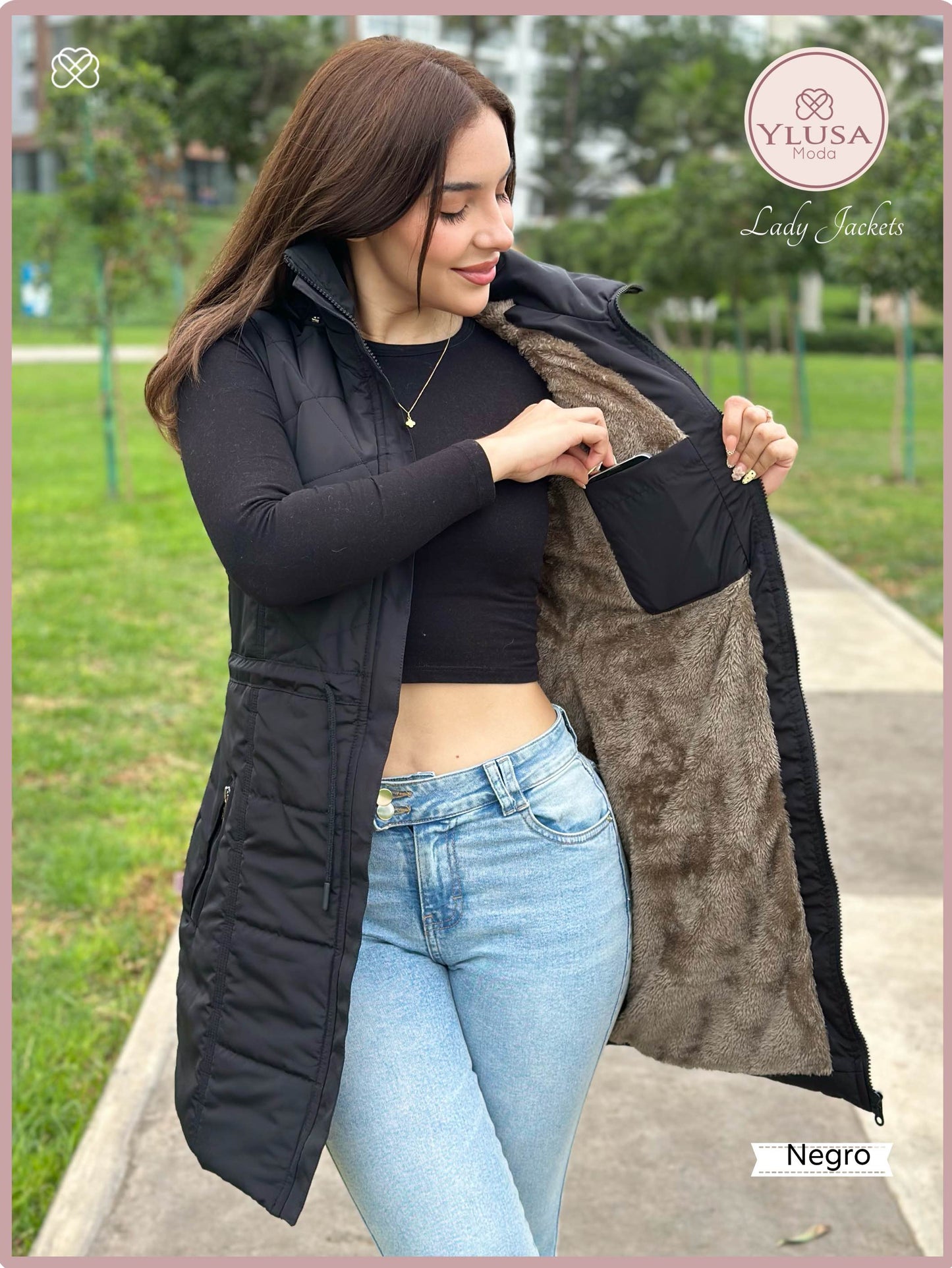 PARKA MAXI CHALECO 90CM VALENTINA - NEGRO