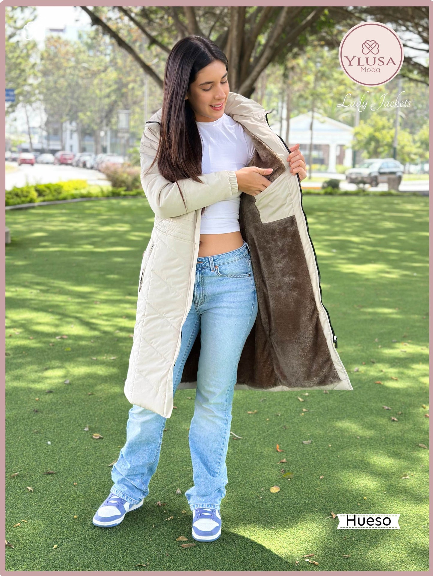 PARKA MAXI LARGA AURORA - HUESO