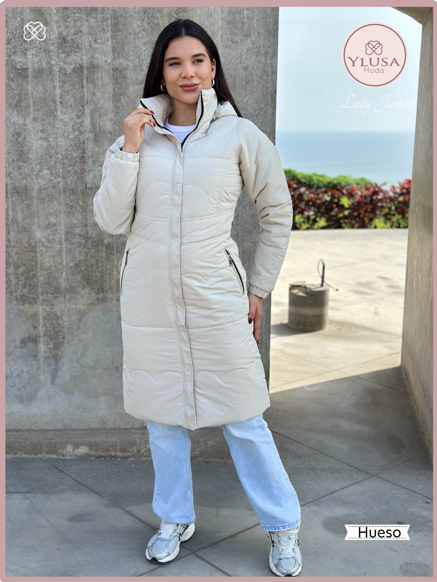PARKA MAXI LARGA ALEXA - HUESO