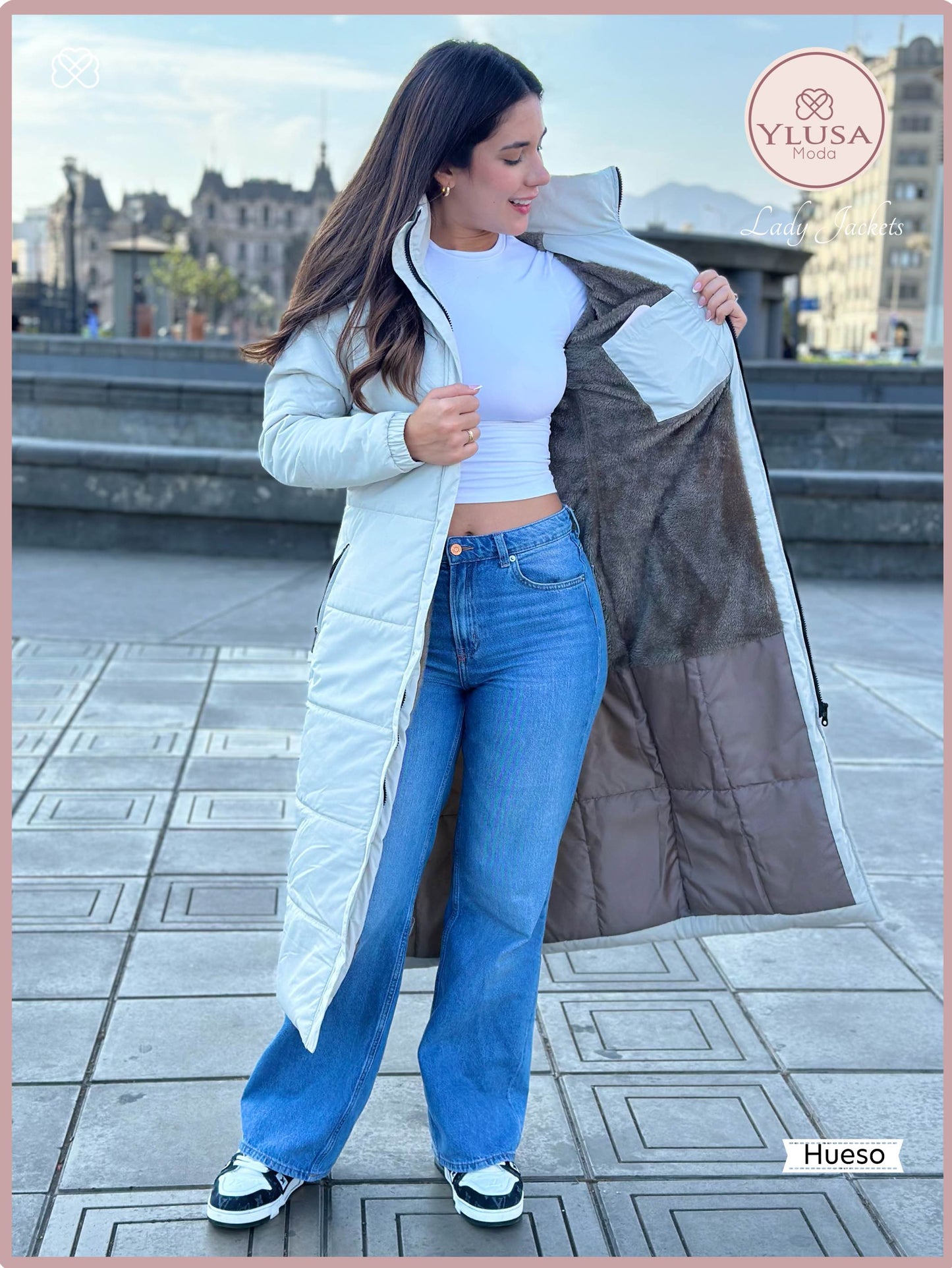 PARKA MAXI EXTRA LARGA PALOMA - HUESO