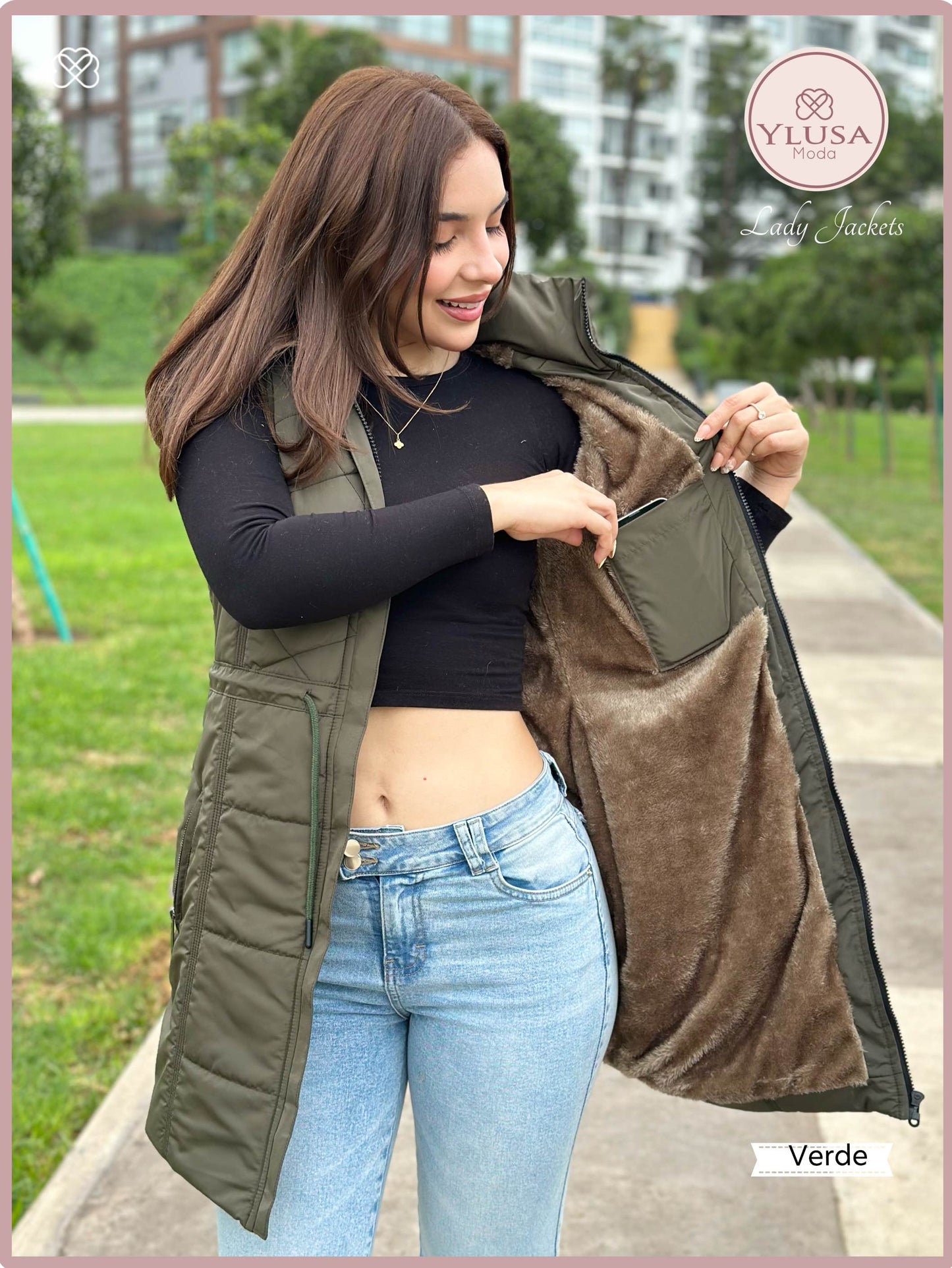 PARKA MAXI CHALECO 90CM VALENTINA - VERDE