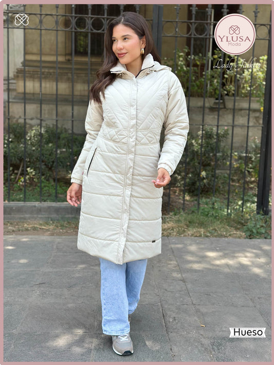 PARKA MAXI LARGA C/ PELUCHE SHIRLEY - HUESO