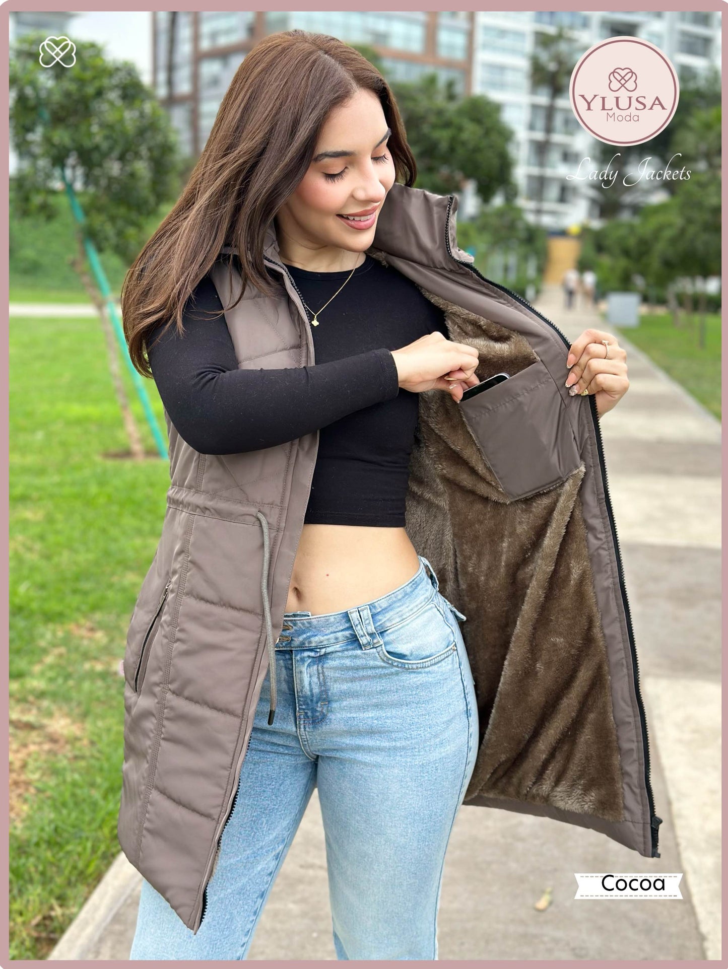 PARKA MAXI CHALECO 90CM VALENCTINA - COCOA