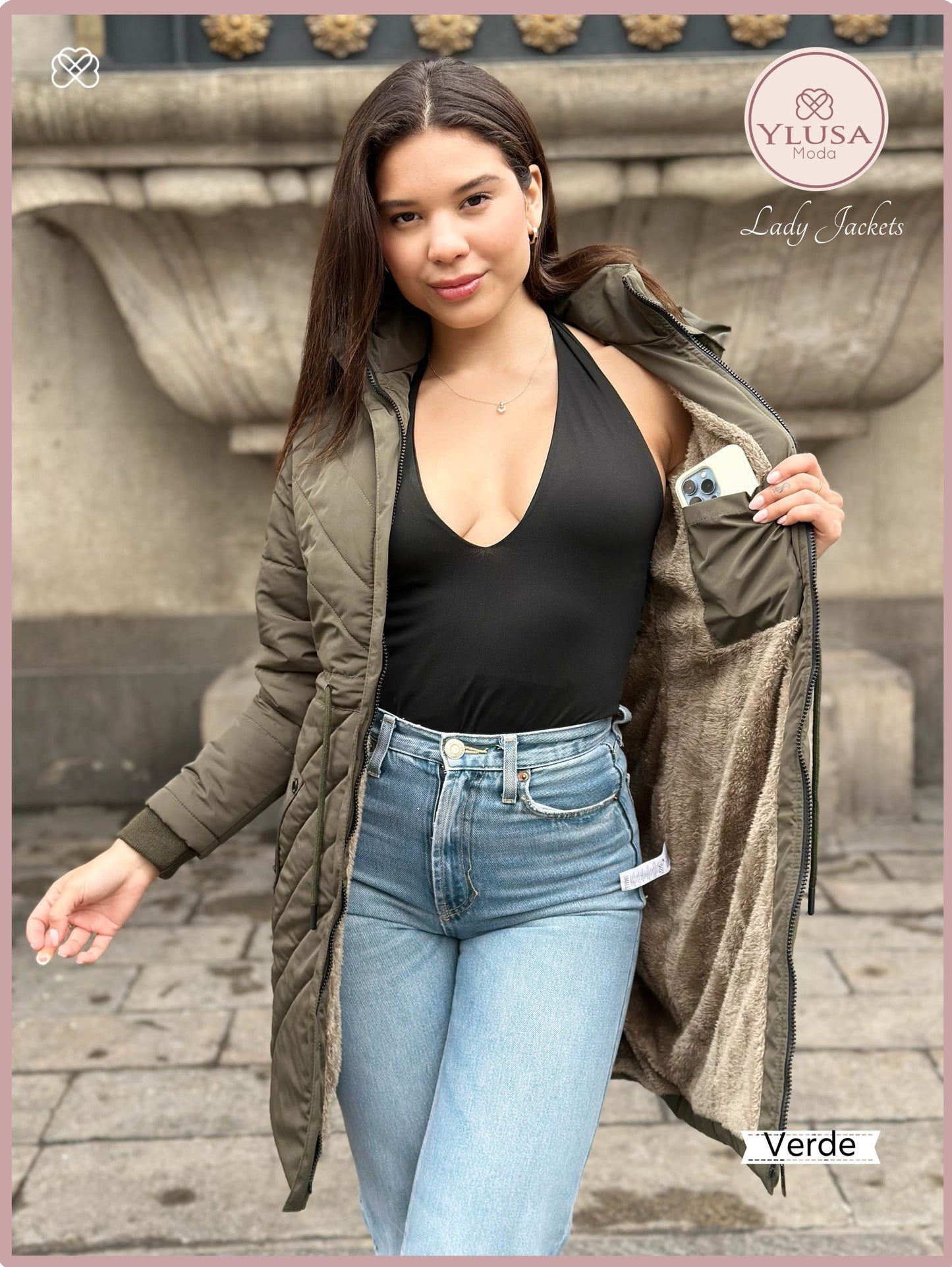 PARKA EXTRA LARGA C/PELUCHE ALEJANDRA - VERDE