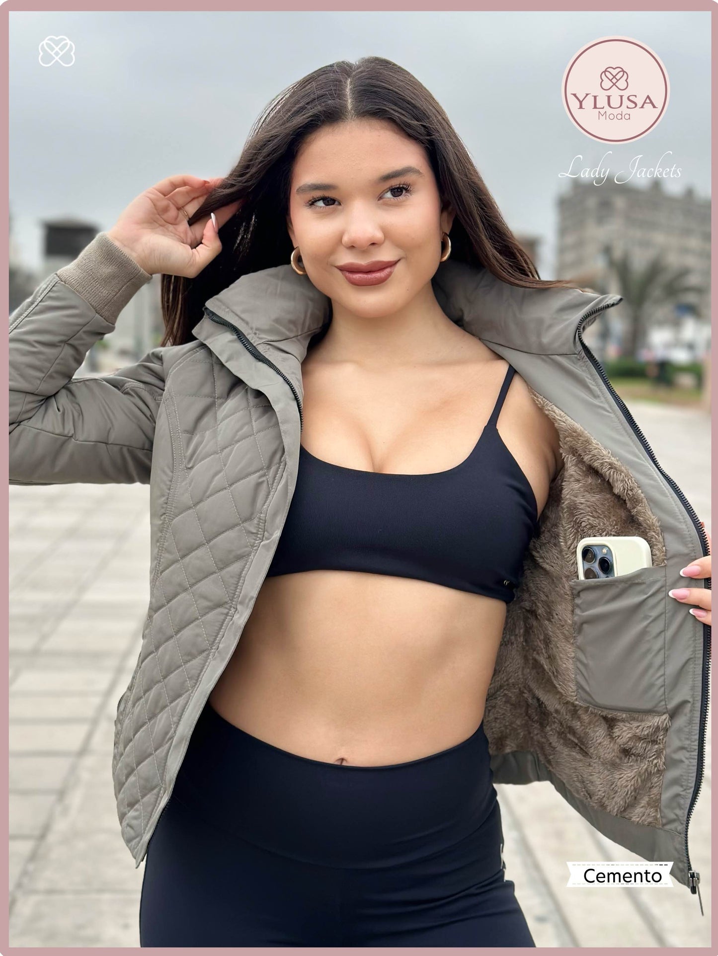CHAQUETA C/PELUCHE ZAMARA - CEMENTO