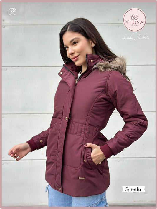 PARKA 3/4 CON PELUCHE MARIMAR - GUINDA