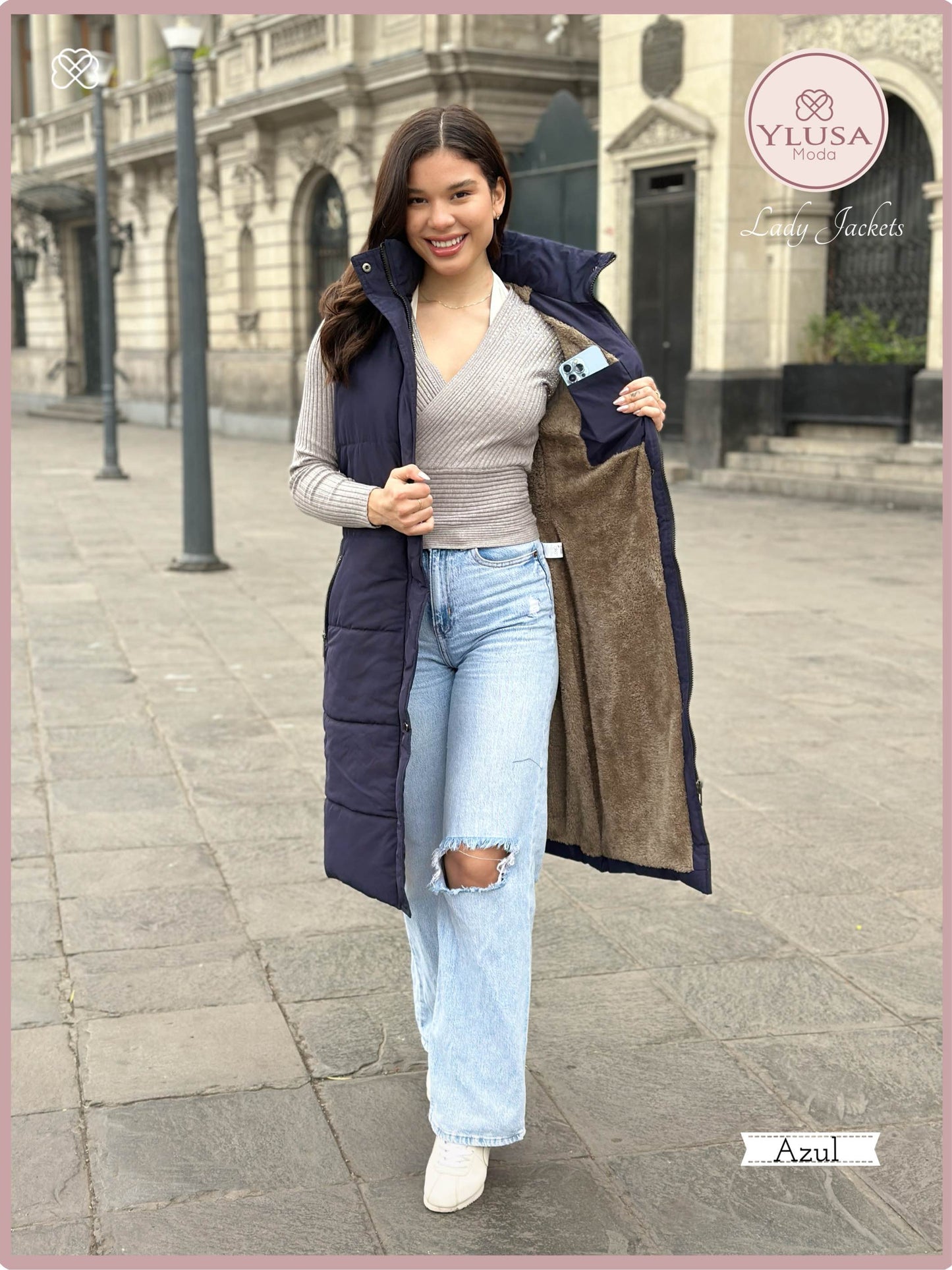 PARKA MAXI CHALECO XIOMY - AZUL