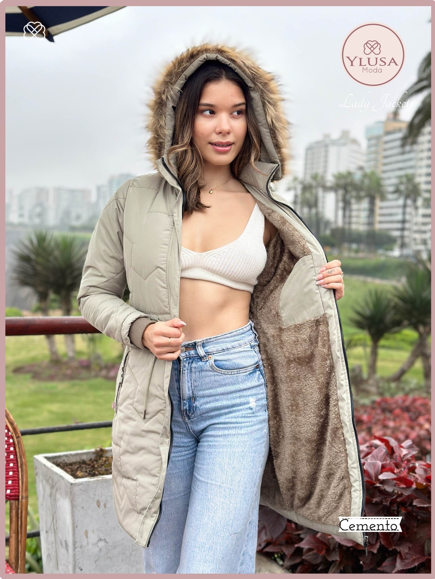 PARKA EXTRA LARGA ROXY - CEMENTO