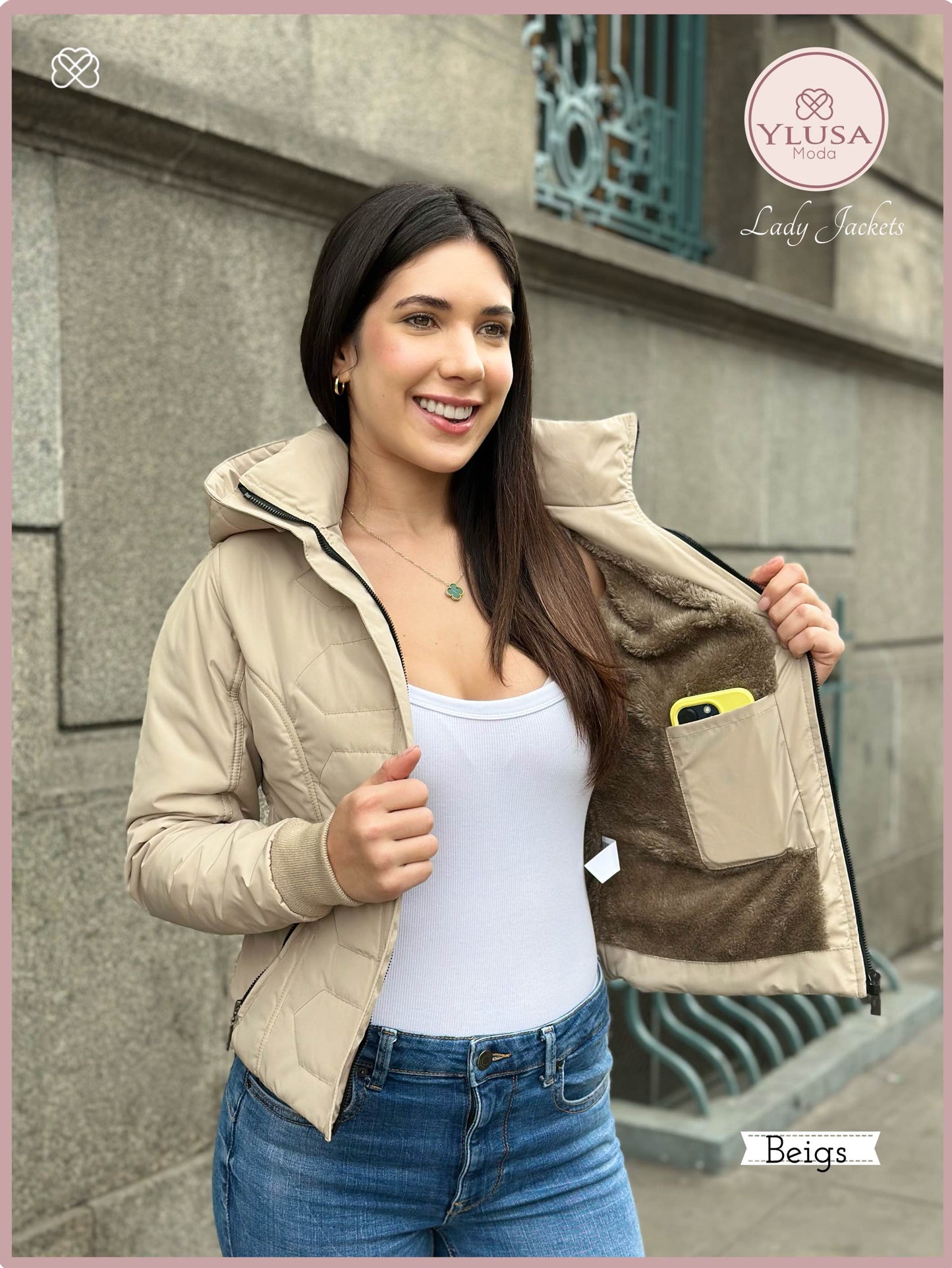 CHAQUETA C/ PELUCHE LAURA - BEIGS