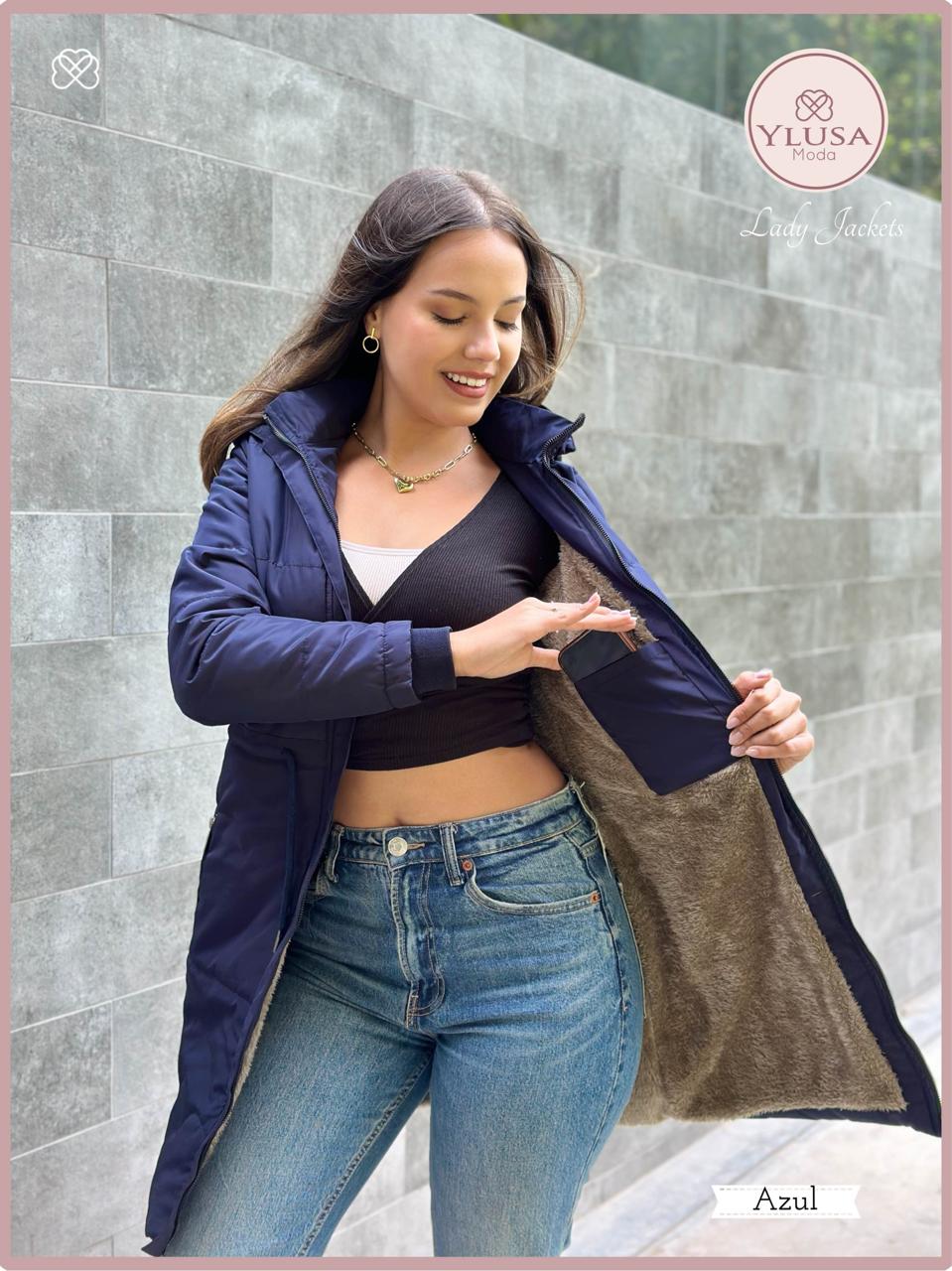 PARKA EXTRA LARGA VALERIA - AZUL