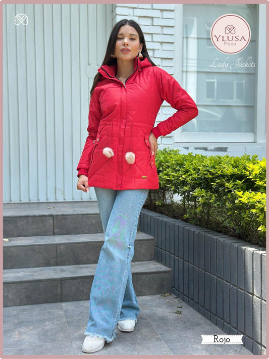 PARKA 3/4 C/ PELUCHE CLAUDIA - ROJO