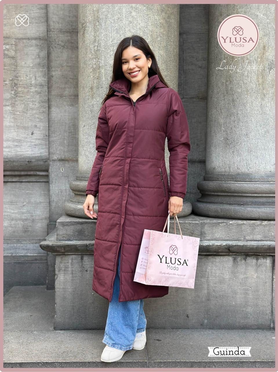 PARKA MAXI EXTRA LARGA PALOMA- GUINDA