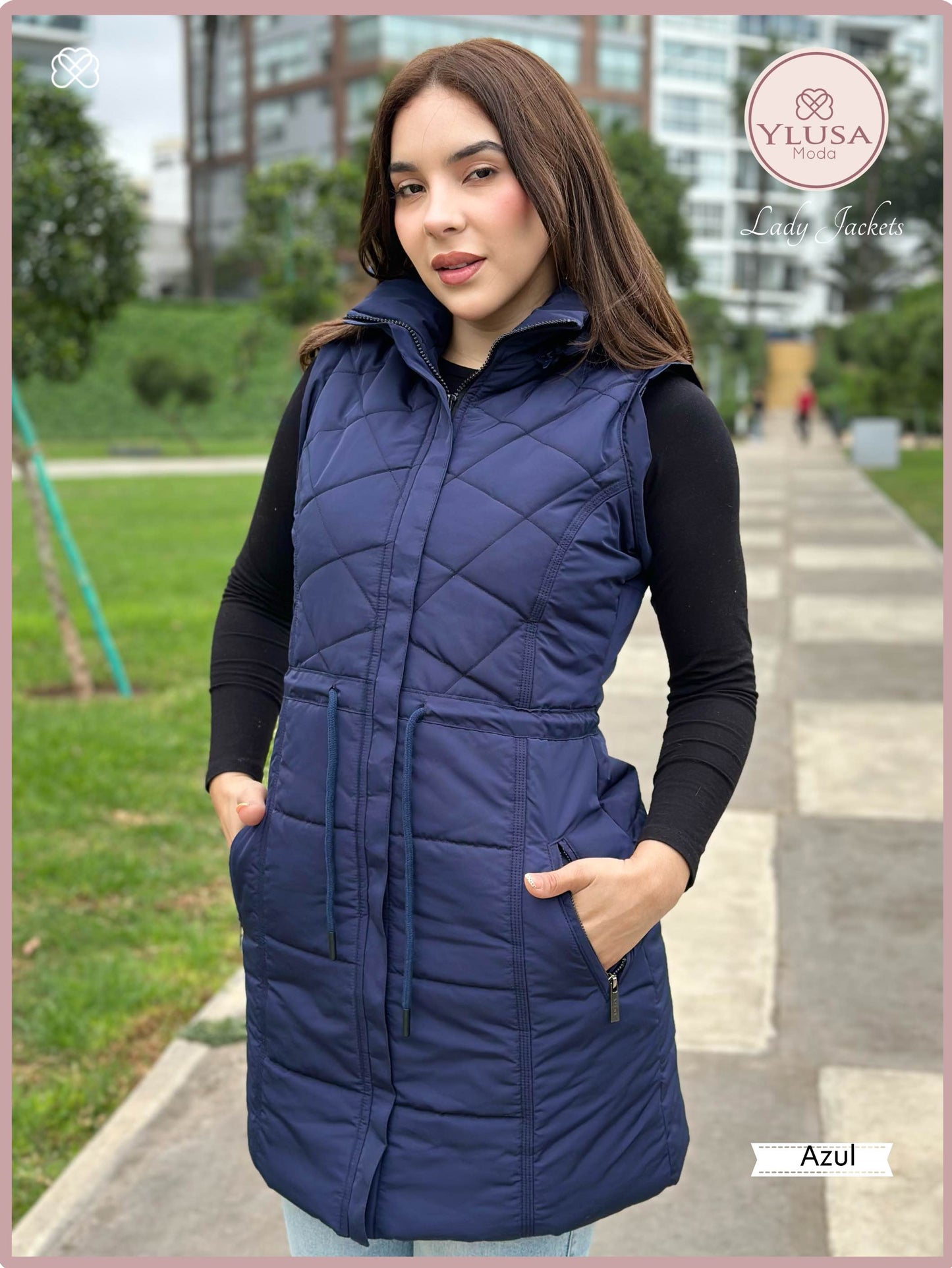 PARKA MAXI CHALECO 90CM VALENTINA - AZUL