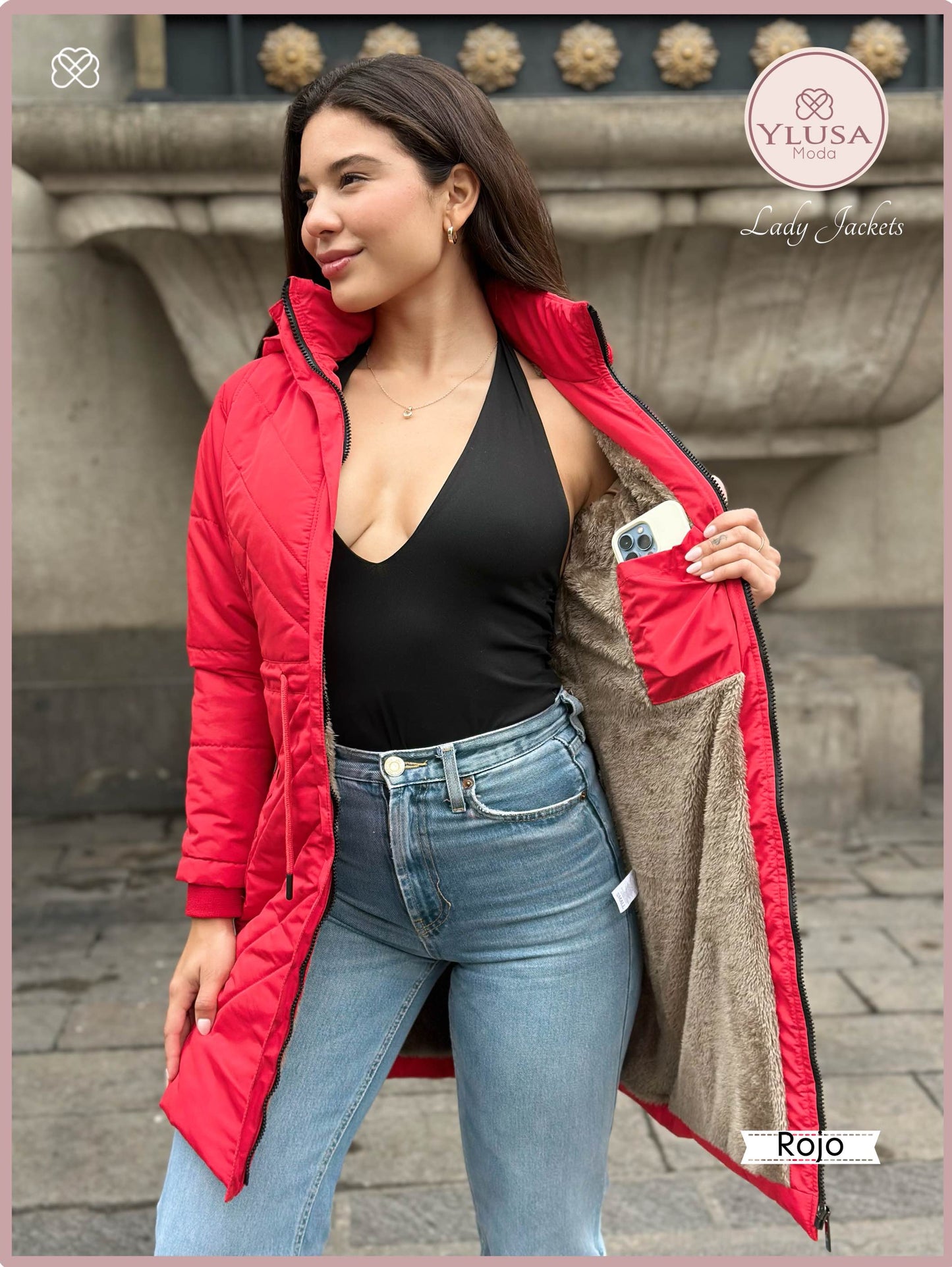 PARKA EXTRA LARGA C/PELUCHE ALEJANDRA - ROJO