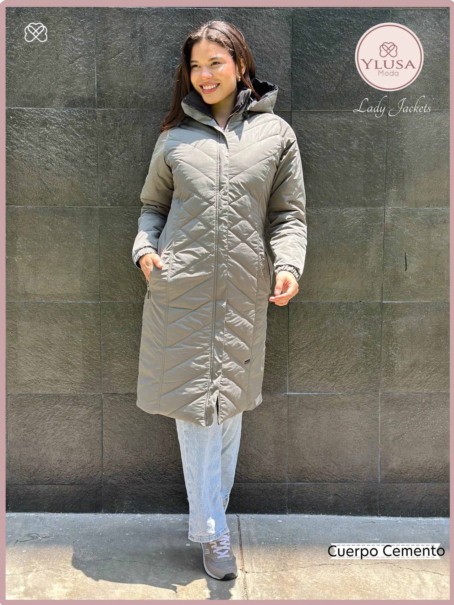 PARKA MAXI LARGA REVERSIBLE FRANCIS - CEMENTO