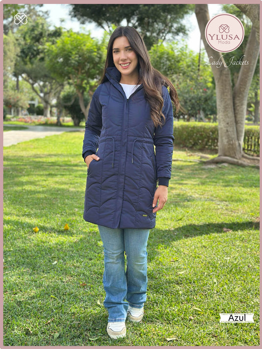 PARKA EXTRA LARGA C/PELUCHE FABIOLA - AZUL