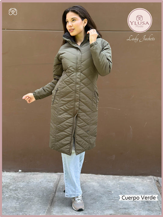 PARKA MAXI LARGA REVERSIBLE FRANCIS - VERDE