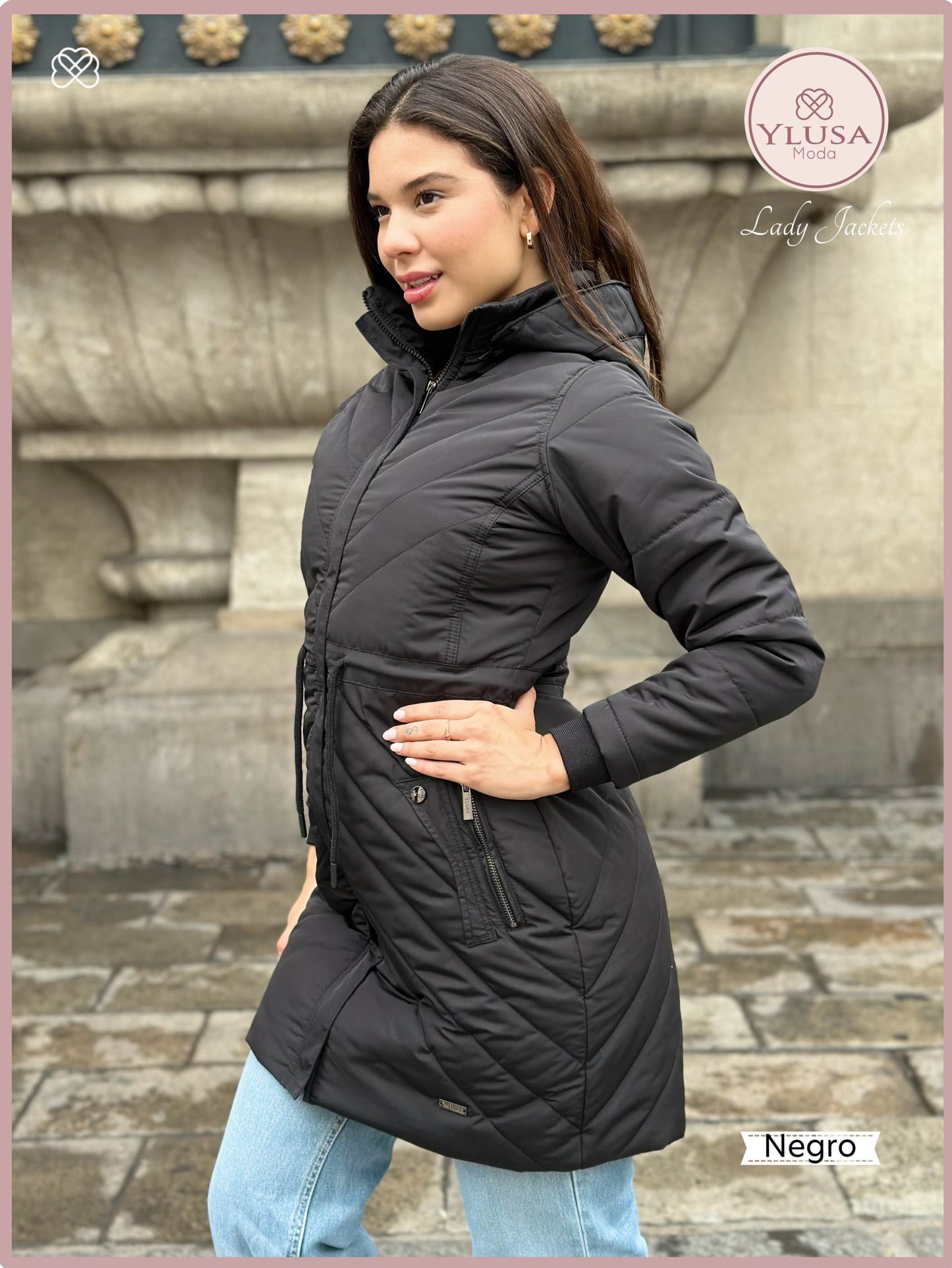 PARKA EXTRA LARGA C/PELUCHE ALEJANDRA - NEGRO