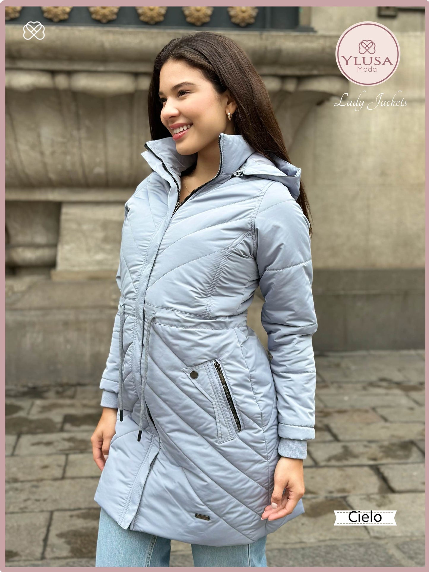 PARKA EXTRA LARGA C/PELUCHE ALEJANDRA - CIELO