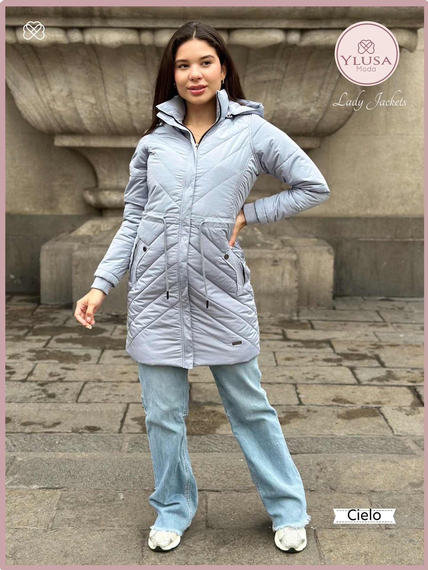 PARKA EXTRA LARGA C/PELUCHE ALEJANDRA - CIELO