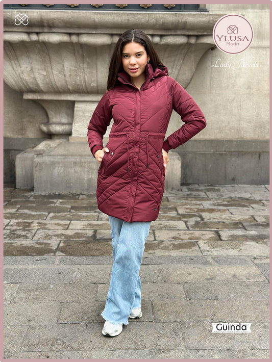 PARKA EXTRA LARGA C/PELUCHE ALEJANDRA - GUINDA