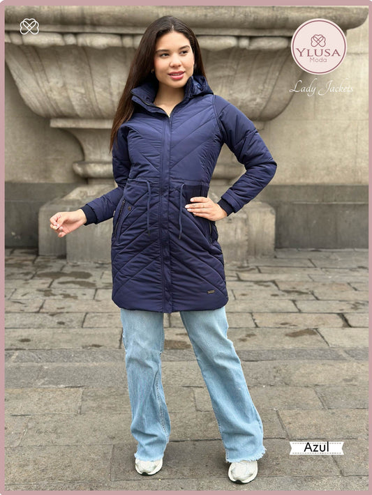 PARKA EXTRA LARGA C/PELUCHE ALEJANDRA - AZUL