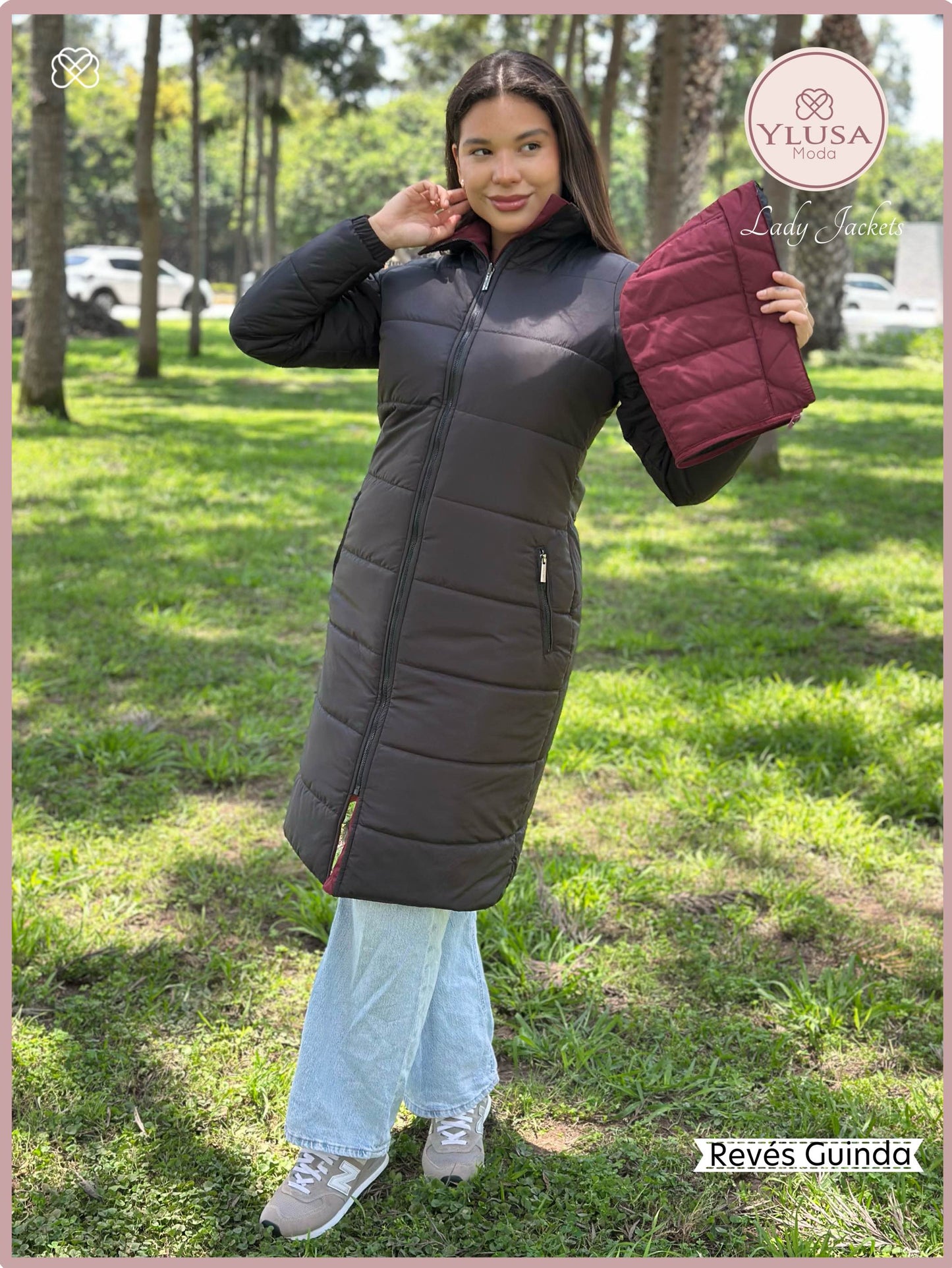 PARKA MAXI LARGA REVERSIBLE FRANCIS - GUINDA
