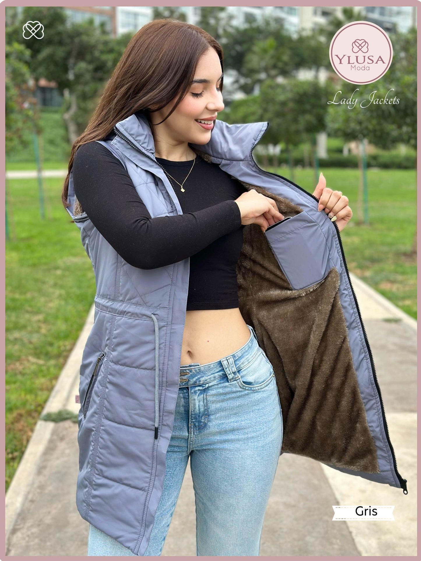 PARKA MAXI CHALECO 90CM VALENTINA - GRIS