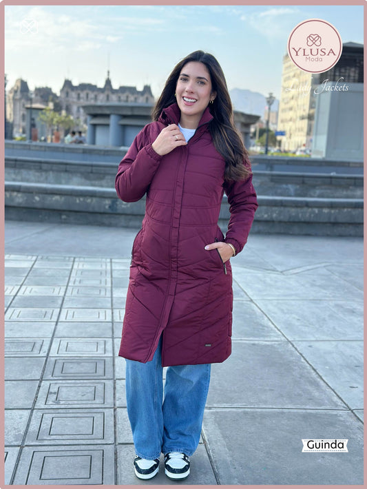 PARKA MAXI LARGA EMELY - GUINDA