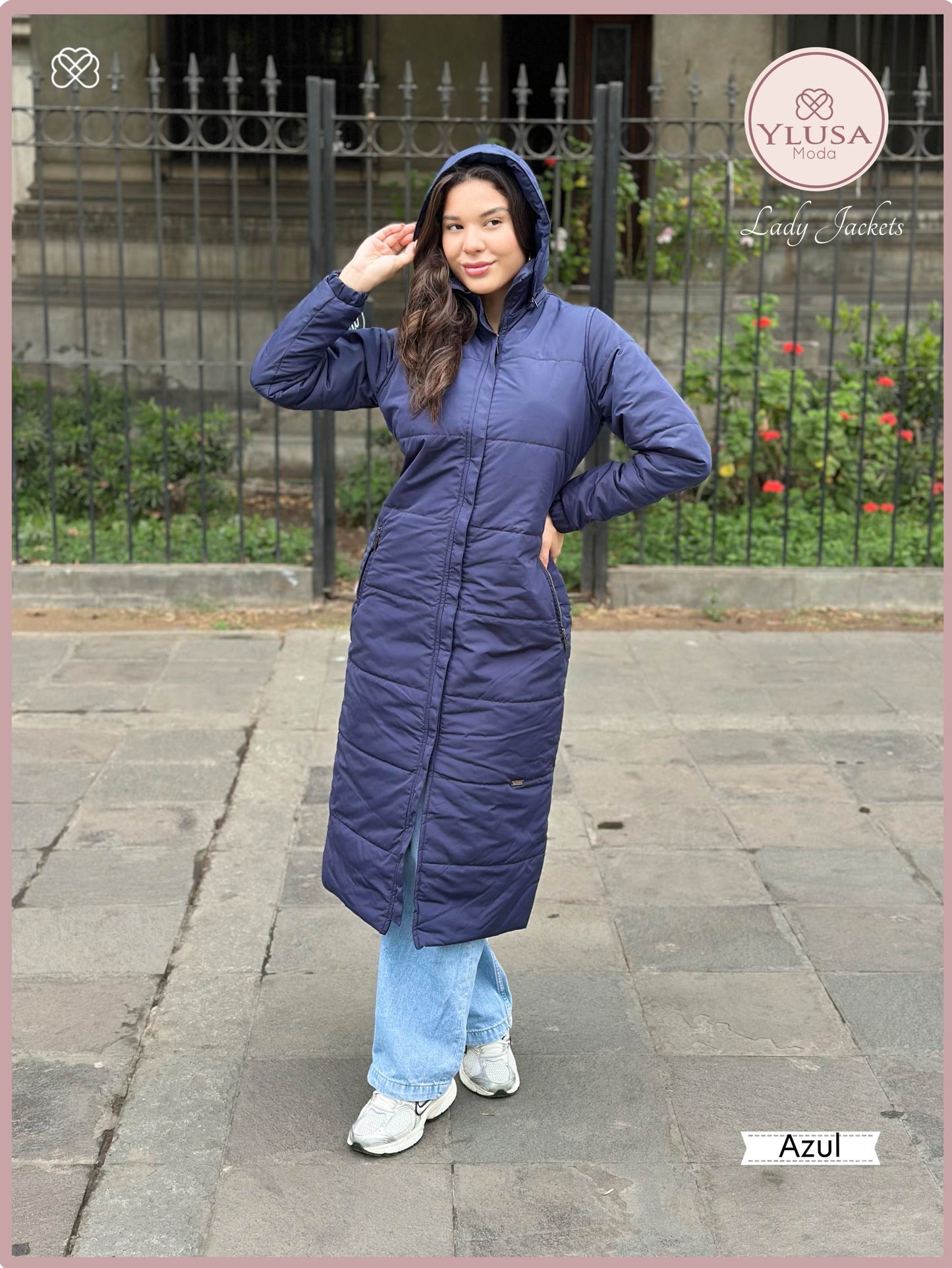 PARKA MAXI EXTRA LARGA PALOMA - AZUL