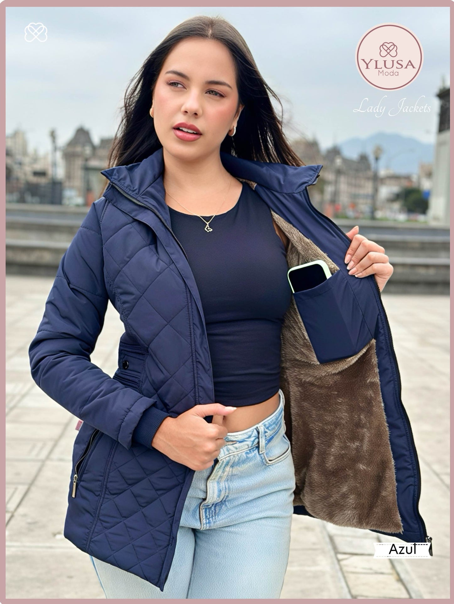 PARKA 3/4 C/PELUCHE YAZURY - AZUL