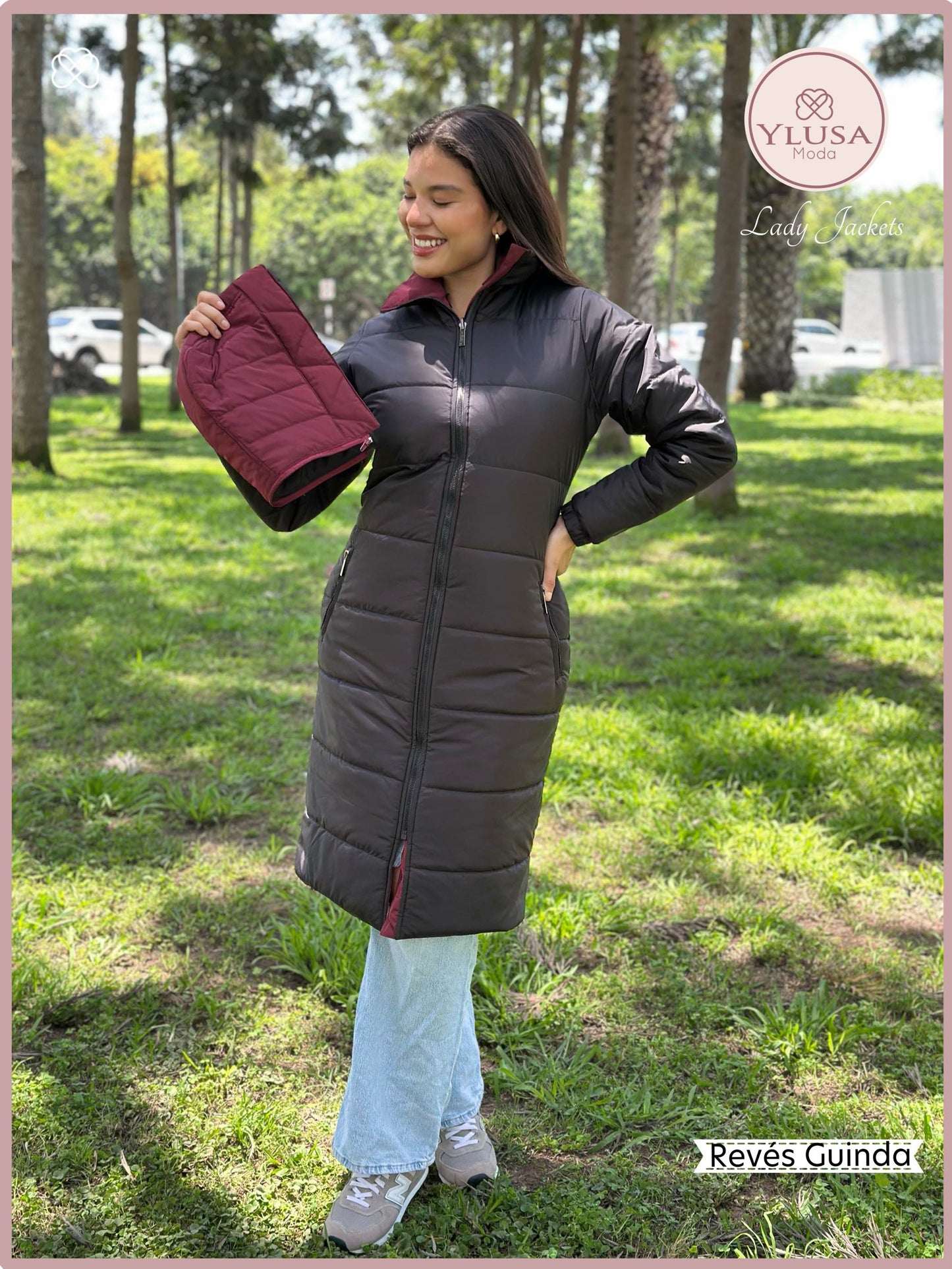 PARKA MAXI LARGA REVERSIBLE FRANCIS - GUINDA