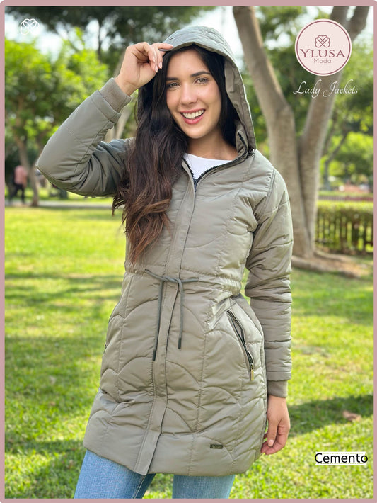 PARKA EXTRA LARGA C/PELUCHE FABIOLA - CEMENTO