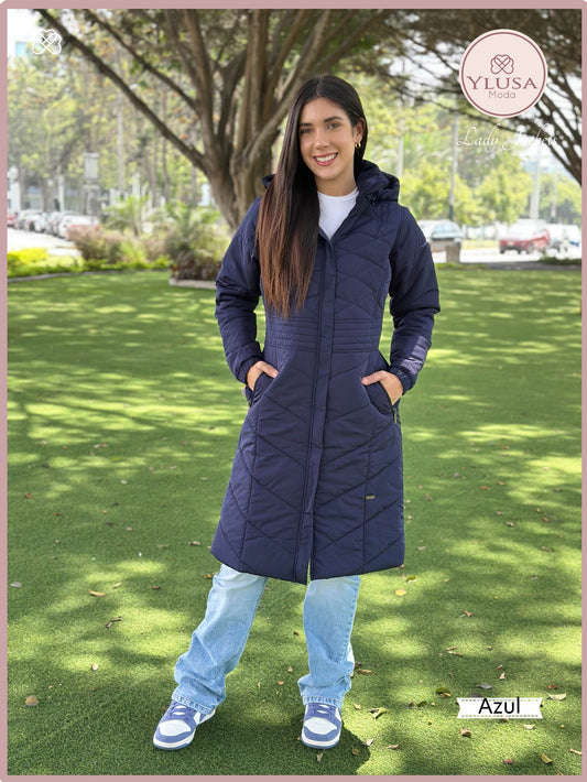 PARKA MAXI LARGA AURORA - AZUL