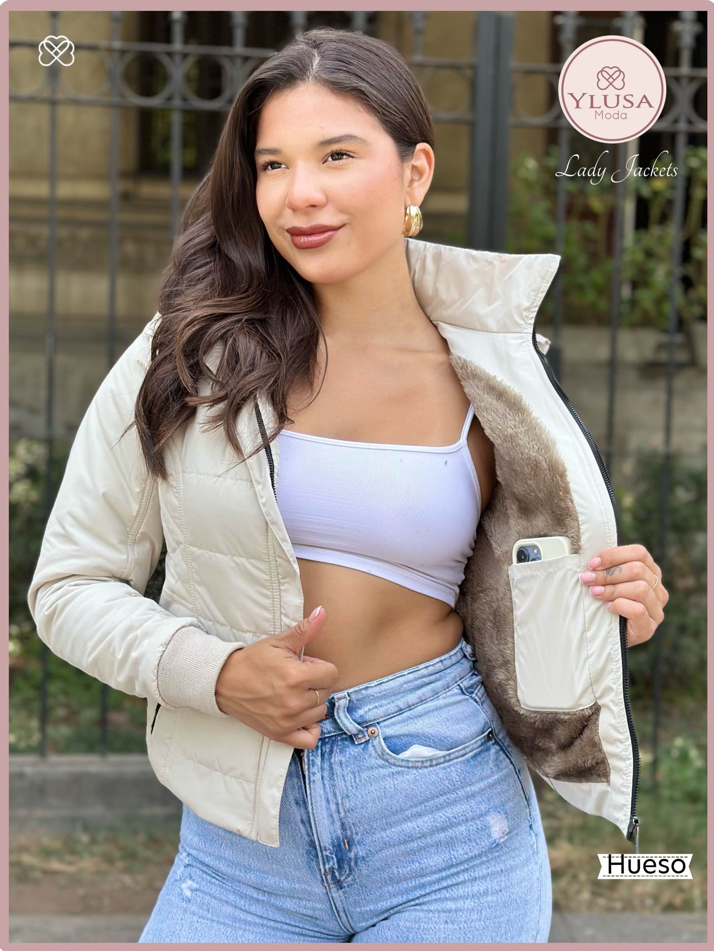 CHAQUETA C/PELUCHE MACARENA - HUESO
