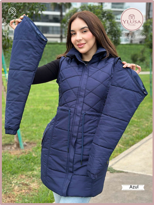 PARKA MAXI CHALECO 90CM VALENTINA - AZUL