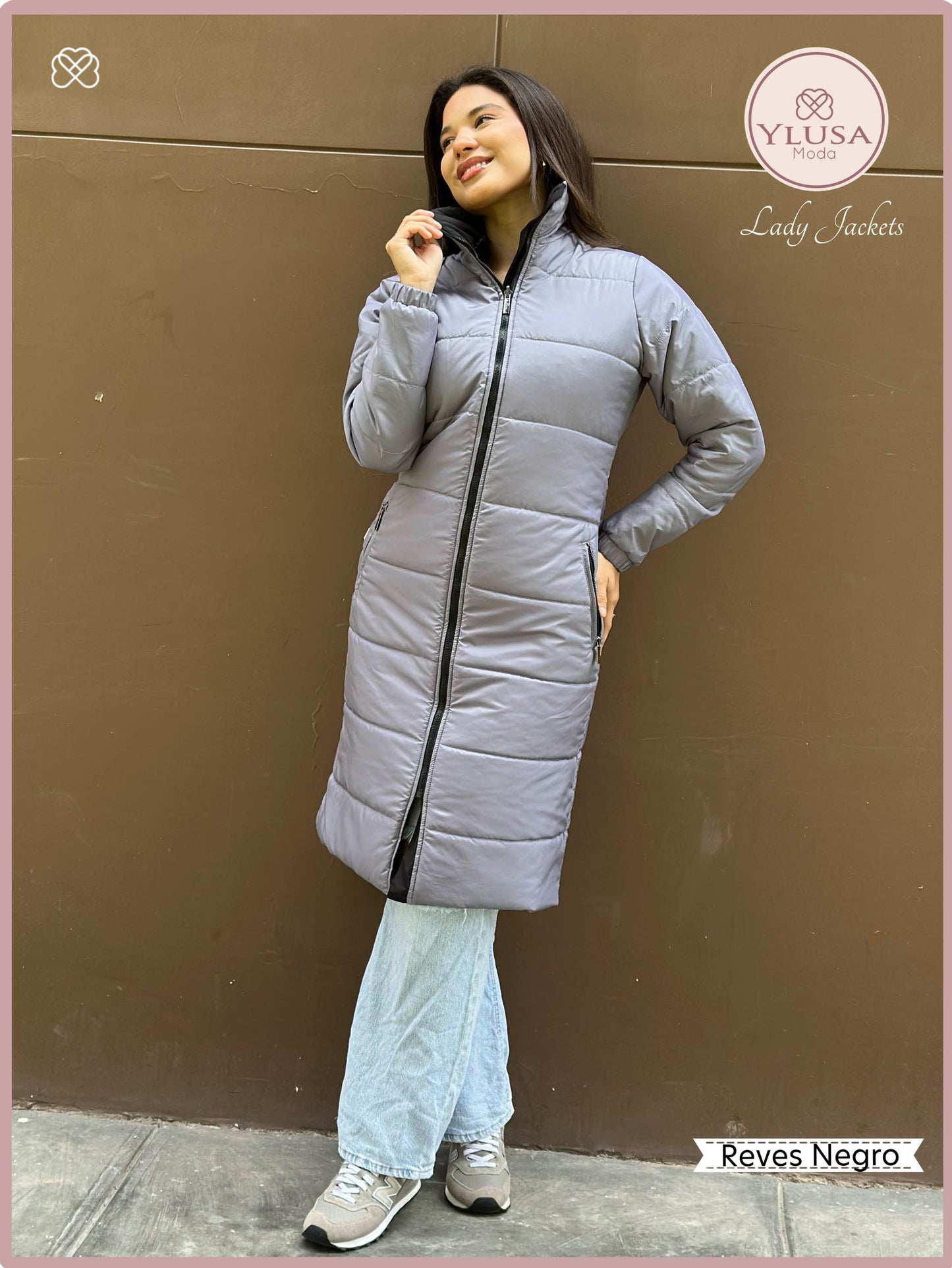 PARKA MAXI LARGA REVERSIBLE FRANCIS - NEGRO