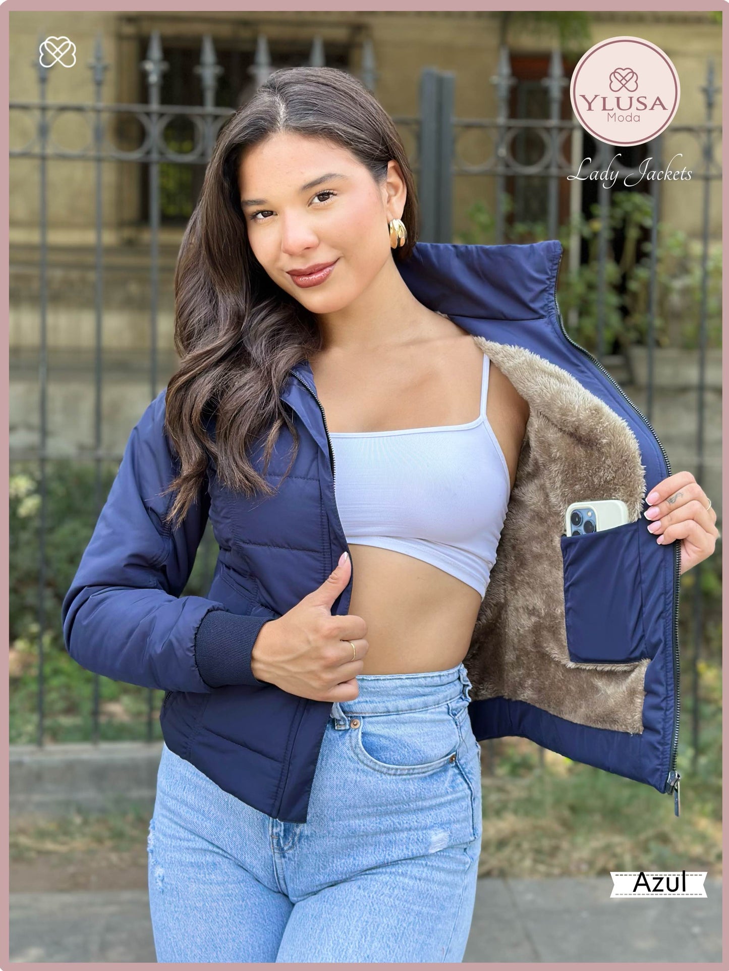CHAQUETA C/PELUCHE MACARENA - AZUL