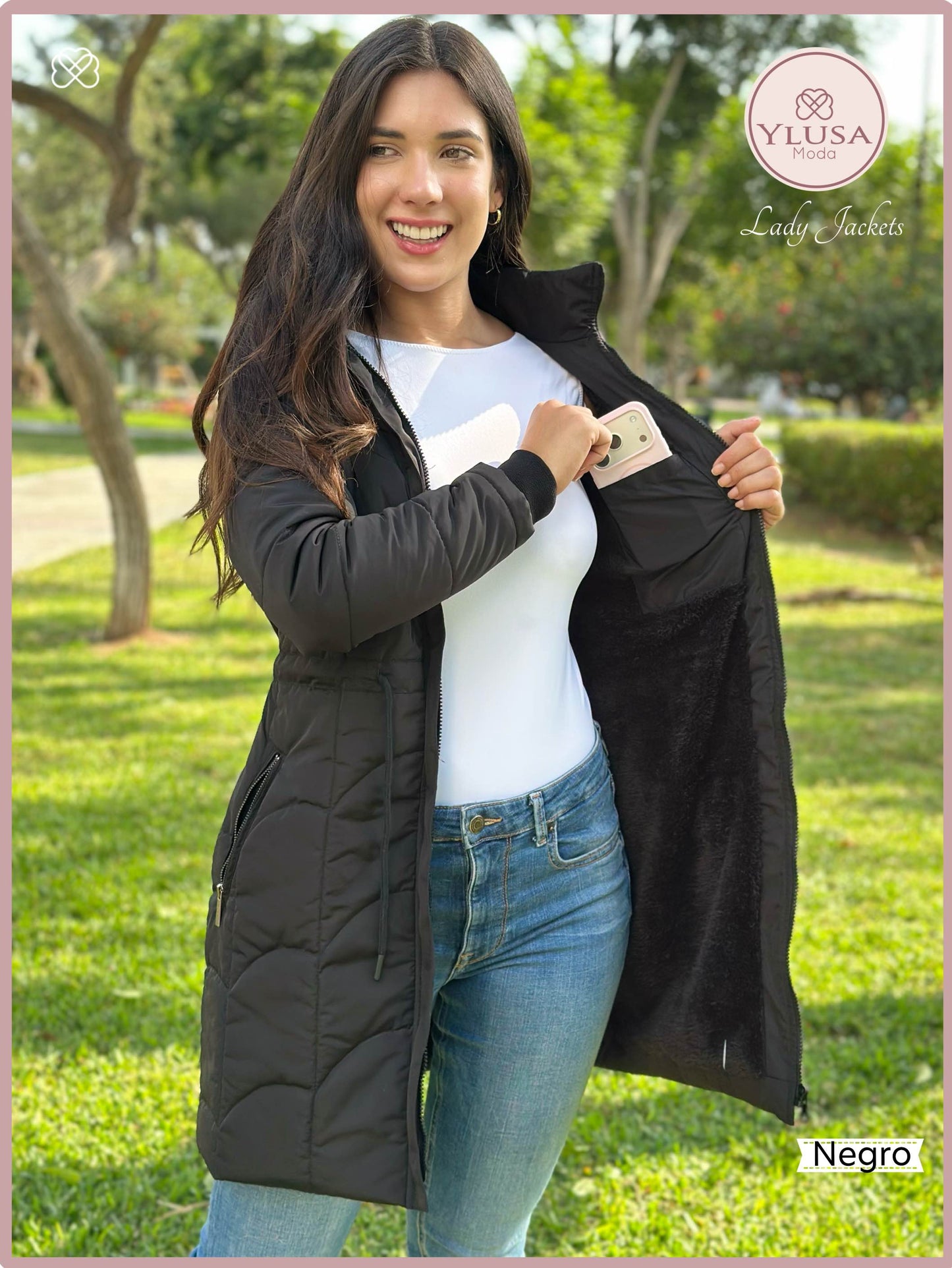 PARKA EXTRA LARGA C/PELUCHE FABIOLA - NEGRO